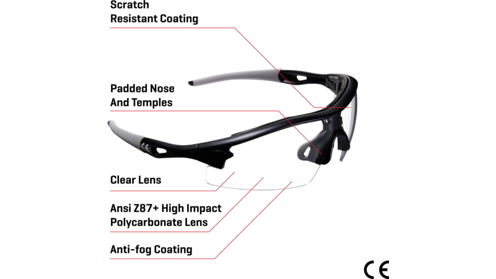 Allen Aspect Shooting Safety Glasses, Black/Gray Frame, Clear Lenses, One Size, 2380