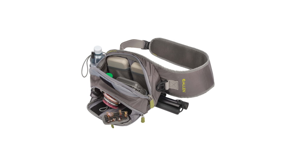 Allen Cedar Creek Fly Fishing Sling Pack, Fits up to 4 Tackle/Fly Boxes, Gray/Lime, 6362
