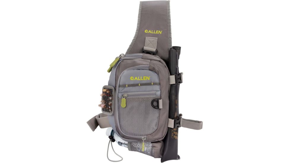 Allen Cedar Creek Fly Fishing Sling Pack, Fits up to 4 Tackle/Fly Boxes, Gray/Lime, 6362