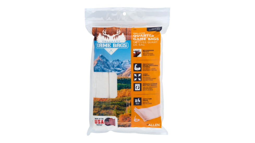 Allen Colorado Deluxe Elk Game Bag Set, Quarter Size, Stretch Material, 35x12in, 4-Pack, Natural, 6595