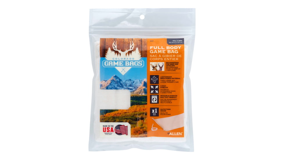 Allen Colorado Full Body Carcass Game Bag, Stretch Material, 54x12in, Natural, 6597