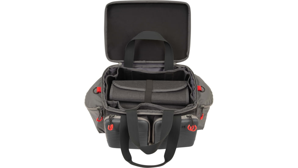 Allen Competitor Premium Molded Lockable Range Bag, Internal Tote and Fold-Up Gun Mat, Heather Gray/Red, 16.6 in x 9 in x 11.8 in, 8325