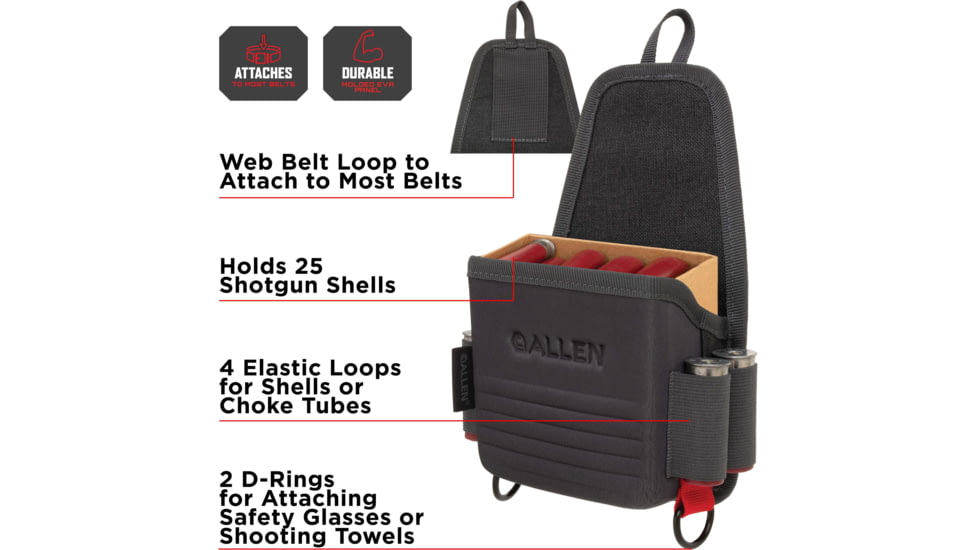 Allen Competitor Single Box Molded Shell Carrier, Heather Gray/Red, 4.3 in x 8.3 in x 2.5 in, 8319