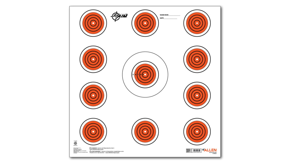 Allen Ez Aim 11 Spot Target 13-Pack, White/Orange, 12X12, 15245