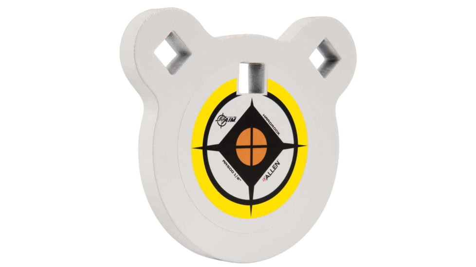 Allen EZ Aim 4-inch Hardrock AR500 Steel Gong Shooting Target, .50in Thickness, White/Yellow/Black, 15596