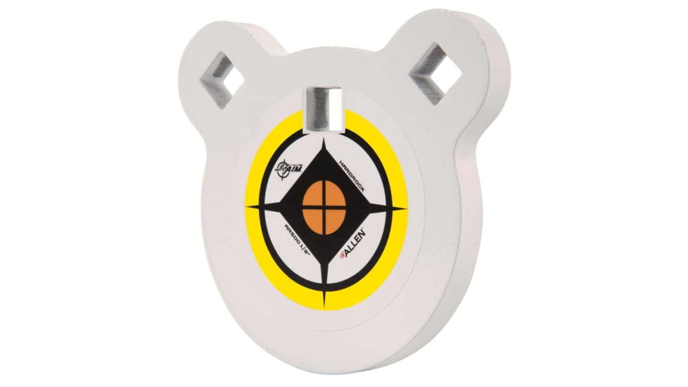 Allen EZ Aim 4-inch Hardrock AR500 Steel Gong Shooting Target, .50in Thickness, White/Yellow/Black, 15596