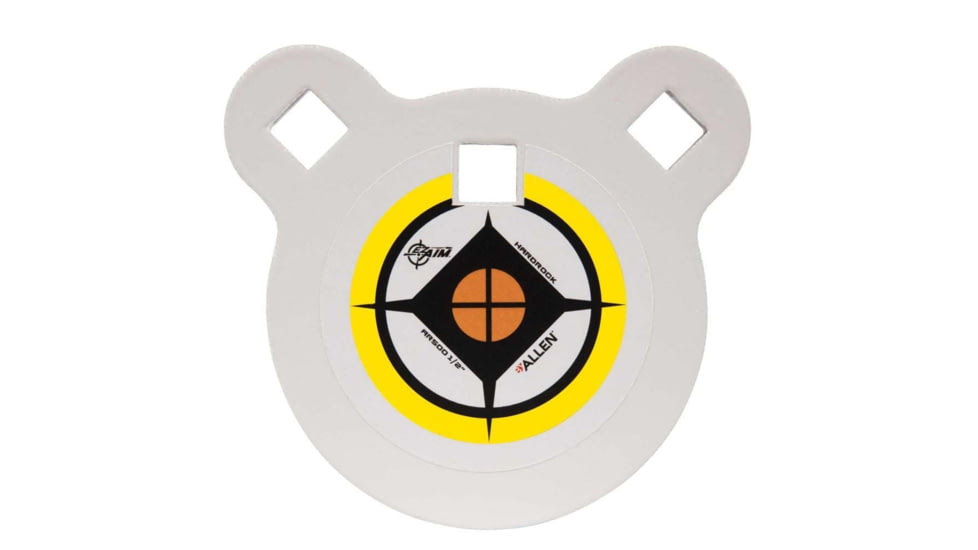 Allen EZ Aim 4-inch Hardrock AR500 Steel Gong Shooting Target, .50in Thickness, White/Yellow/Black, 15596