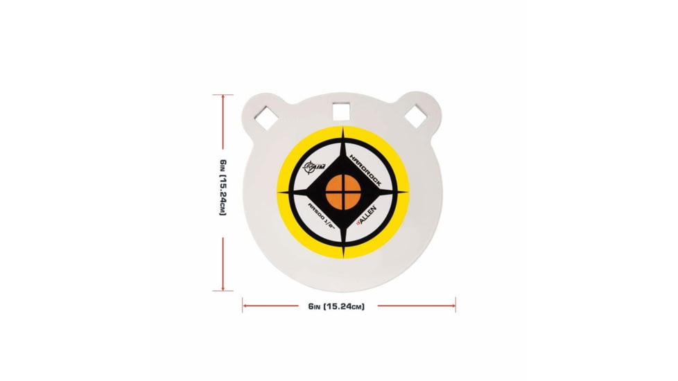 Allen EZ Aim 6-inch Hardrock AR500 Steel Gong Shooting Target, .50in Thickness, White/Yellow/Black, 15597