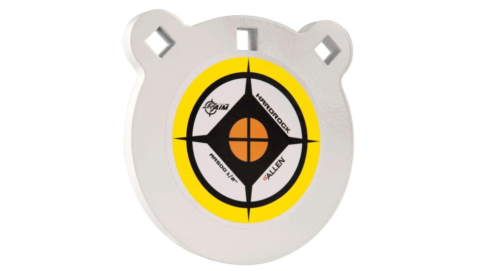 Allen EZ Aim 6-inch Hardrock AR500 Steel Gong Shooting Target, .50in Thickness, White/Yellow/Black, 15597