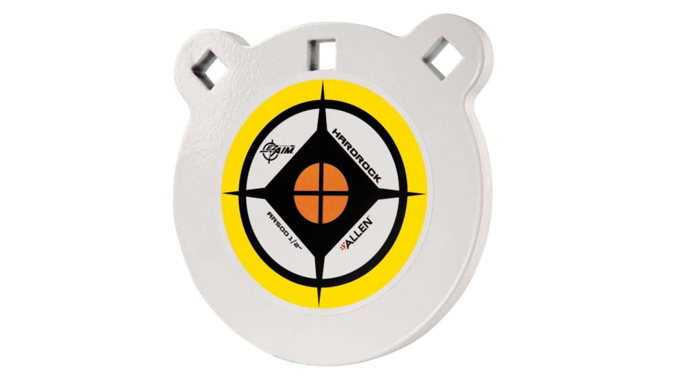 Allen EZ Aim 6-inch Hardrock AR500 Steel Gong Shooting Target, .50in Thickness, White/Yellow/Black, 15597
