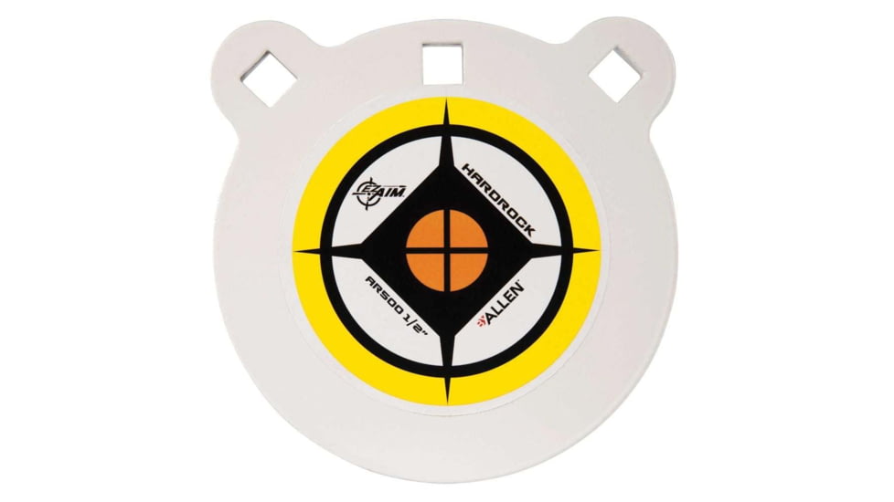 Allen EZ Aim 6-inch Hardrock AR500 Steel Gong Shooting Target, .50in Thickness, White/Yellow/Black, 15597