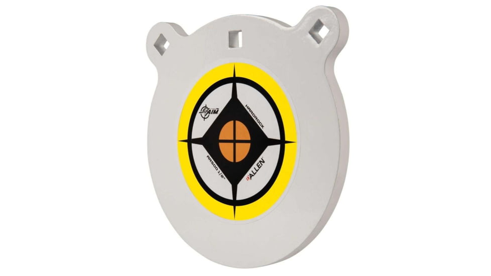 Allen EZ Aim 8-inch Hardrock AR500 Steel Gong Shooting Target, .50in Thickness, White/Yellow/Black, 15598