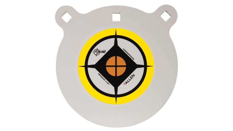 Allen EZ Aim 8-inch Hardrock AR500 Steel Gong Shooting Target, .50in Thickness, White/Yellow/Black, 15598