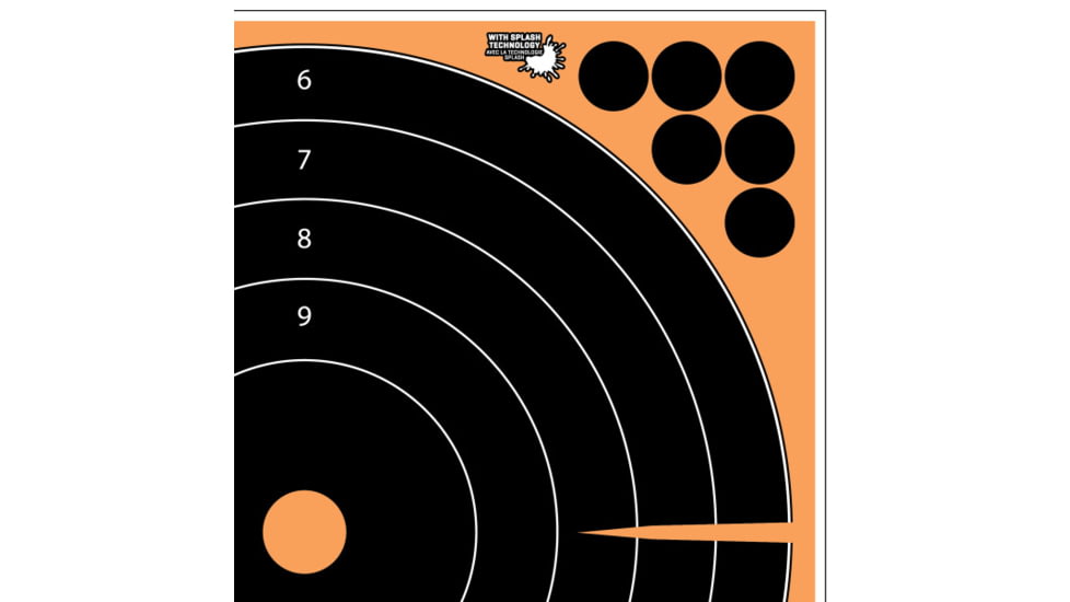 Allen EZ-Aim Adhesive Splash Bullseye Target, 5 Per Pack, Orange, 12x12in, 15317