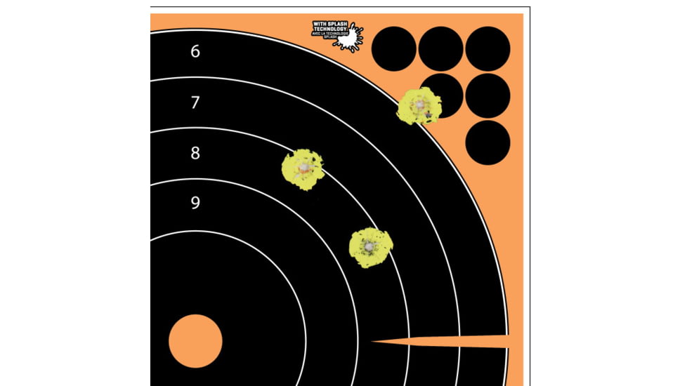 Allen EZ-Aim Adhesive Splash Bullseye Target, 5 Per Pack, Orange, 12x12in, 15317