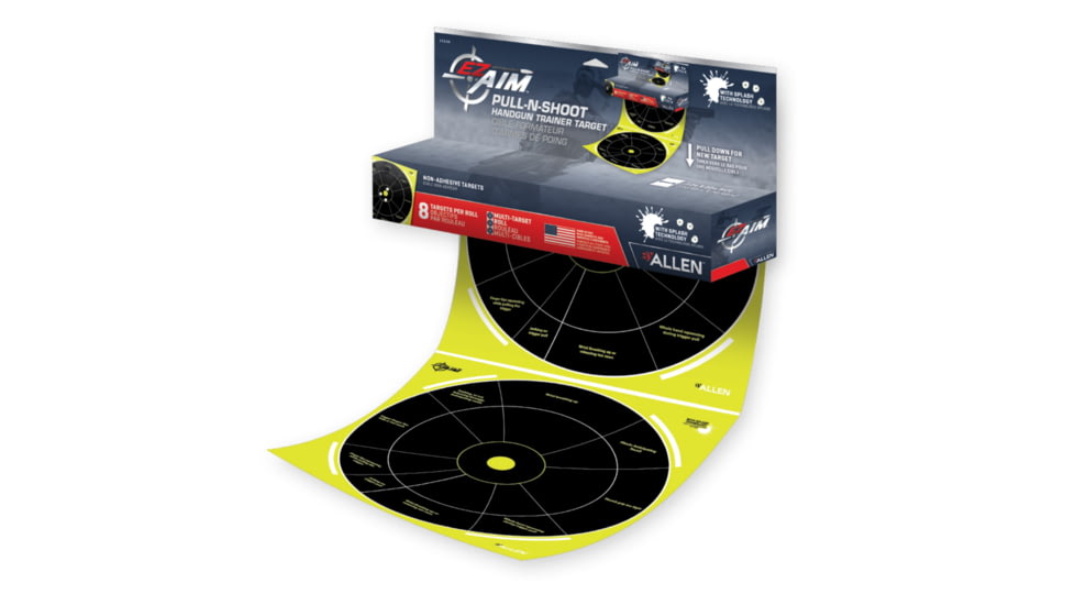 Allen EZ-Aim Pull-N-Shoot Splash Handgun Trainer Target Roll, 8 Pieces Per Pack, Green, 12x12in, 15258