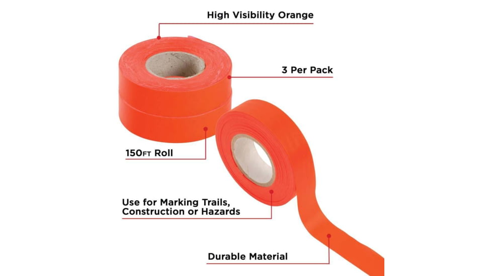 Allen Flagging Tapes, 150-feet, Orange, 3 Pack, 459