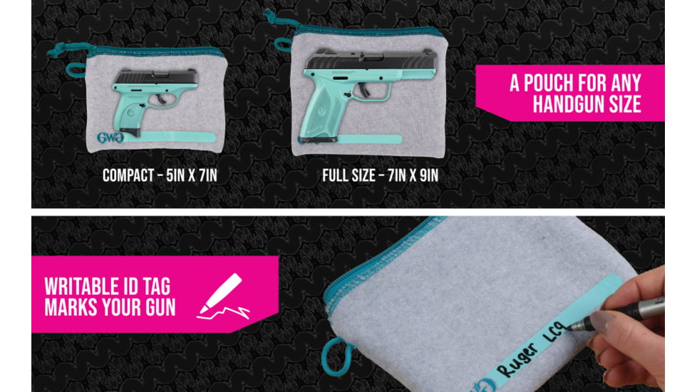 Allen Girls With Guns Lockable Handgun Storage Pouch, Compact, 5-Inch to 7-Inch Handguns, Gray/Blue, 9073