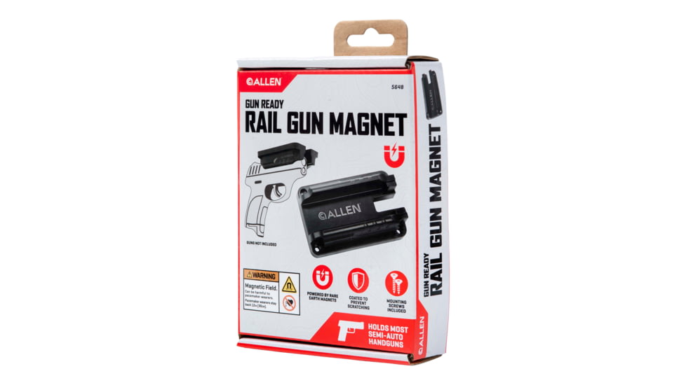Allen Gun Ready Rail Handgun Magnet, 1 Handgun, Black, Metal, 5648