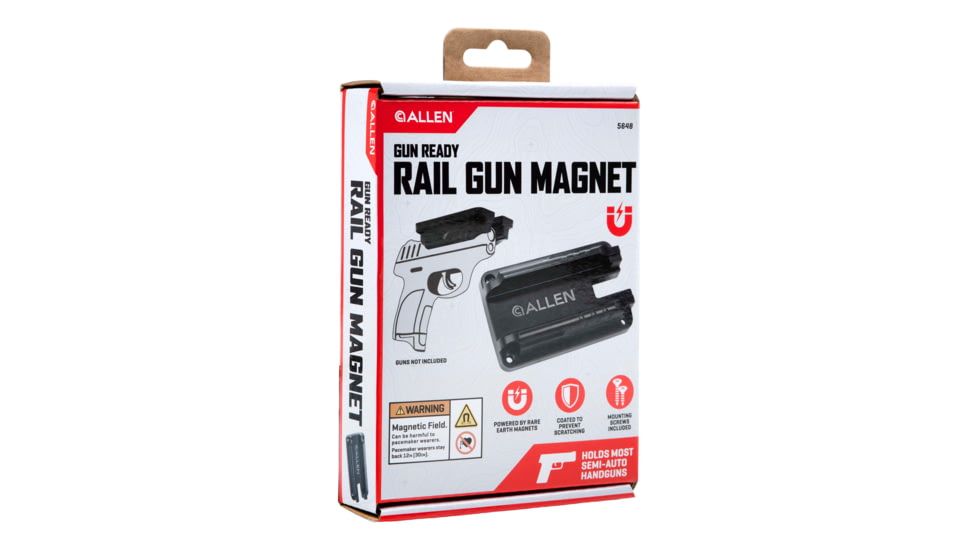 Allen Gun Ready Rail Handgun Magnet, 1 Handgun, Black, Metal, 5648