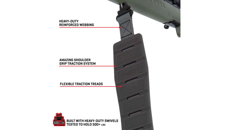 Allen KLNG Traction Rifle Sling, Molded Rubber, Midnight Gray, 8531