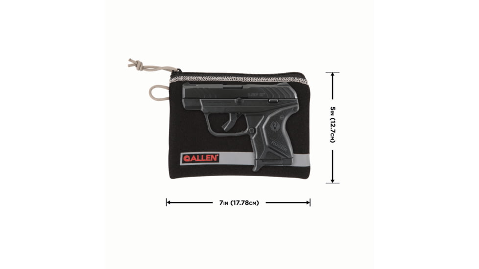 Allen Lockable Handgun Storage Pouch, Compact Size Handgun, 5 x 7in, Black, 3626