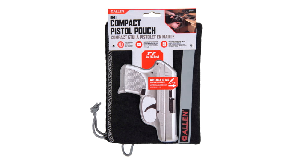 Allen Lockable Handgun Storage Pouch, Compact Size Handgun, 5 x 7in, Black, 3626