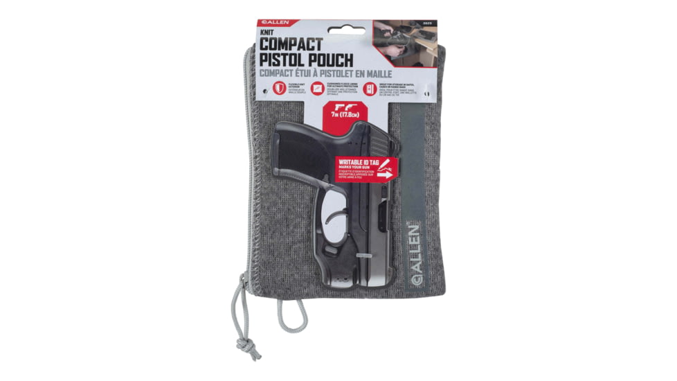 Allen Lockable Handgun Storage Pouch, Compact Size Handgun, 5 x 7in, Gray, 3625