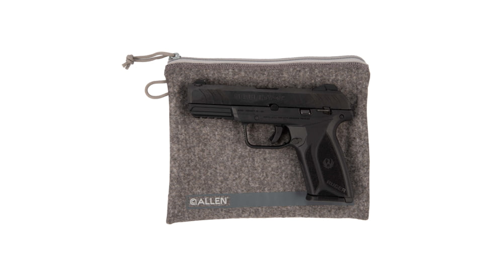 Allen Lockable Handgun Storage Pouch, Full Size Handgun, 7 x 9in, Gray, 3627