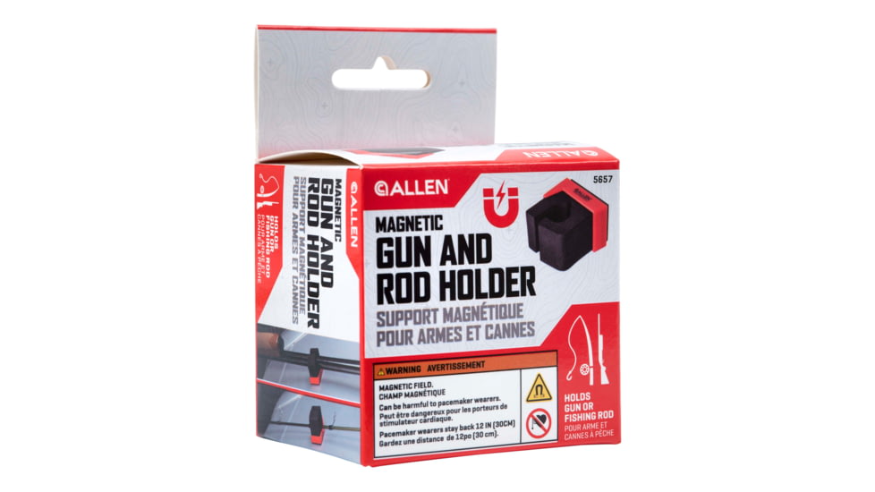 Allen Magnetic Firearm &amp; Fishing Rod Holder w/Frame, 1 Rifle/Shotgun/Fishing Rod, Black/Red Magnet, 5657