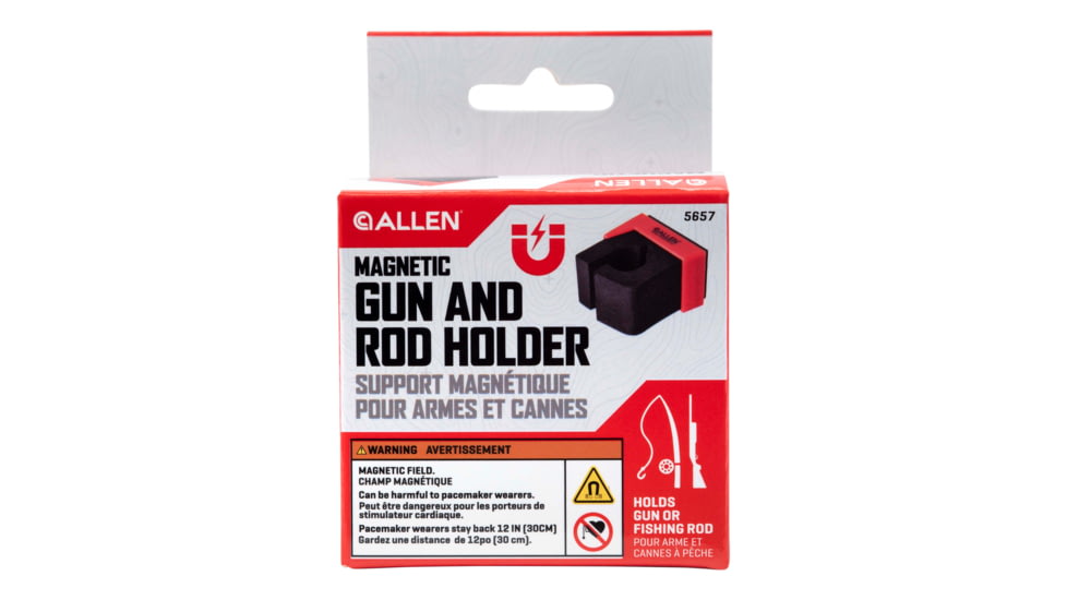 Allen Magnetic Firearm &amp; Fishing Rod Holder w/Frame, 1 Rifle/Shotgun/Fishing Rod, Black/Red Magnet, 5657