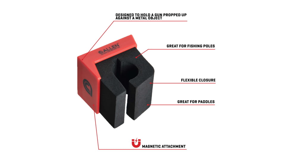 Allen Magnetic Firearm &amp; Fishing Rod Holder w/Frame, 1 Rifle/Shotgun/Fishing Rod, Black/Red Magnet, 5657