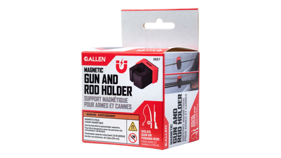 Allen Magnetic Firearm &amp; Fishing Rod Holder w/Frame, 1 Rifle/Shotgun/Fishing Rod, Black/Red Magnet, 5657