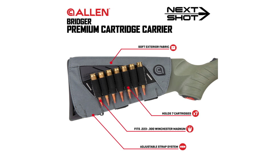 Allen Next Shot Bridger Premium Cartridge Carrier, Buttstock, Gray, 8524