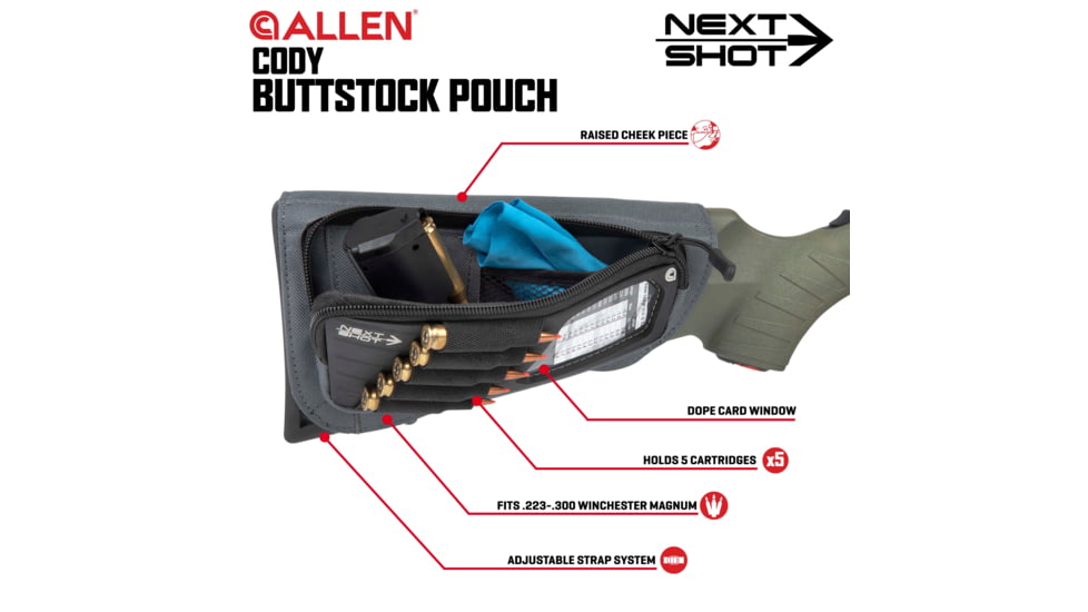 Allen Next Shot Cody Buttstock Pouch, Black, 8528