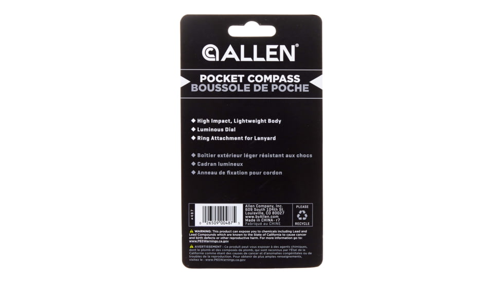 Allen Pocket Compass with Lid, Orange, 487