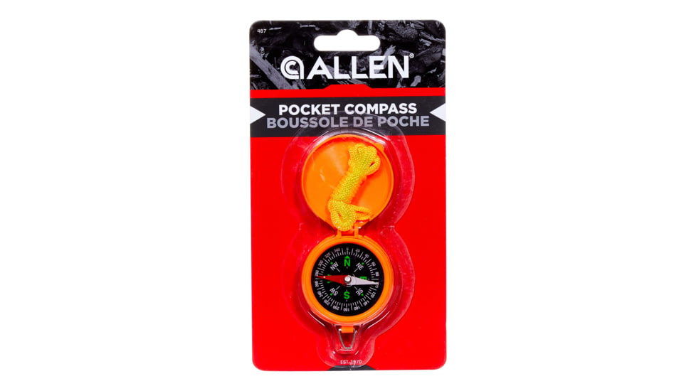 Allen Pocket Compass with Lid, Orange, 487