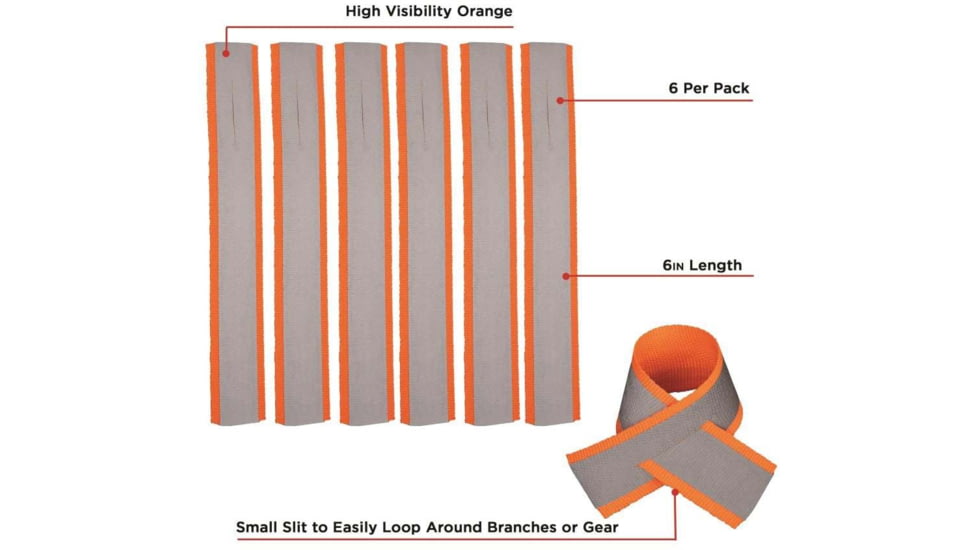 Allen Reflective Flagging Strips, 6in, Orange, 6 Pack, 458