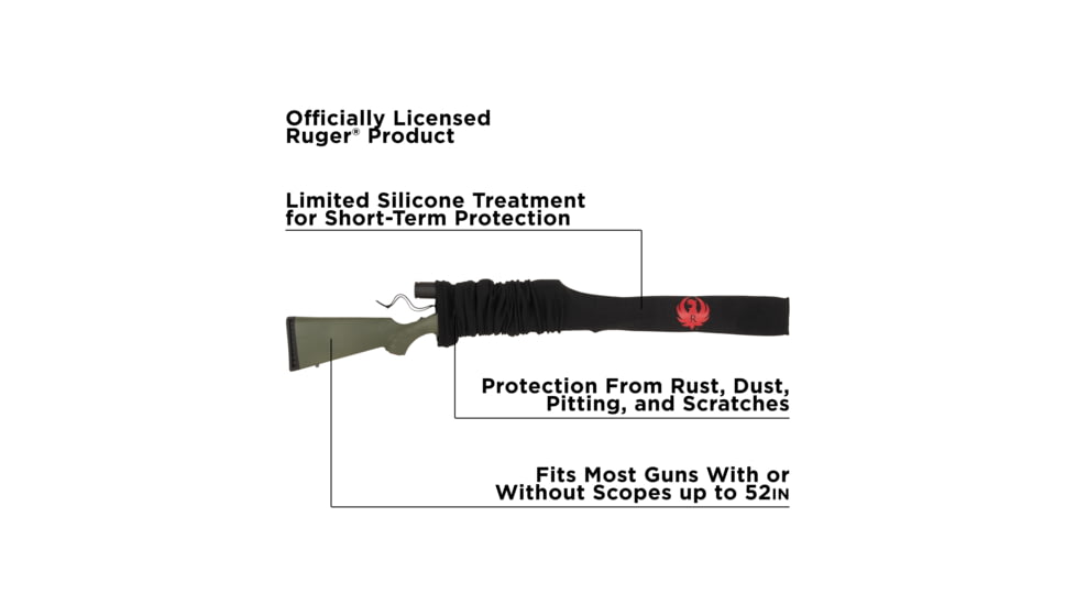 Allen Ruger Gun Sock Black with Red Ruger Logo 52 Inch