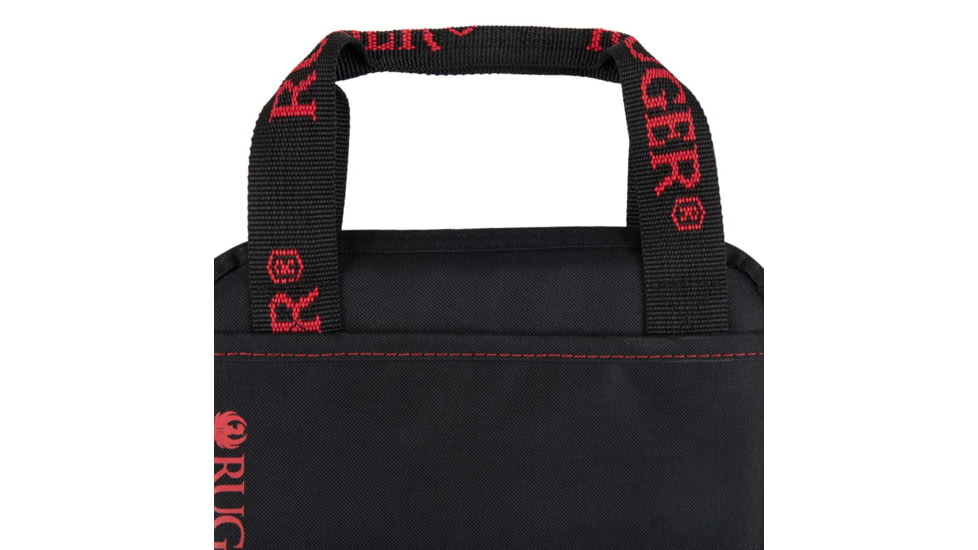 Allen Ruger Polyester Pistol Tote w/Lockable Zipper and D-ring for Semi-Auto Handguns and Revolvers, Pocket, , 11in Long , Webbed Handles, Soft Lining, Foam Padding, Black, 3645