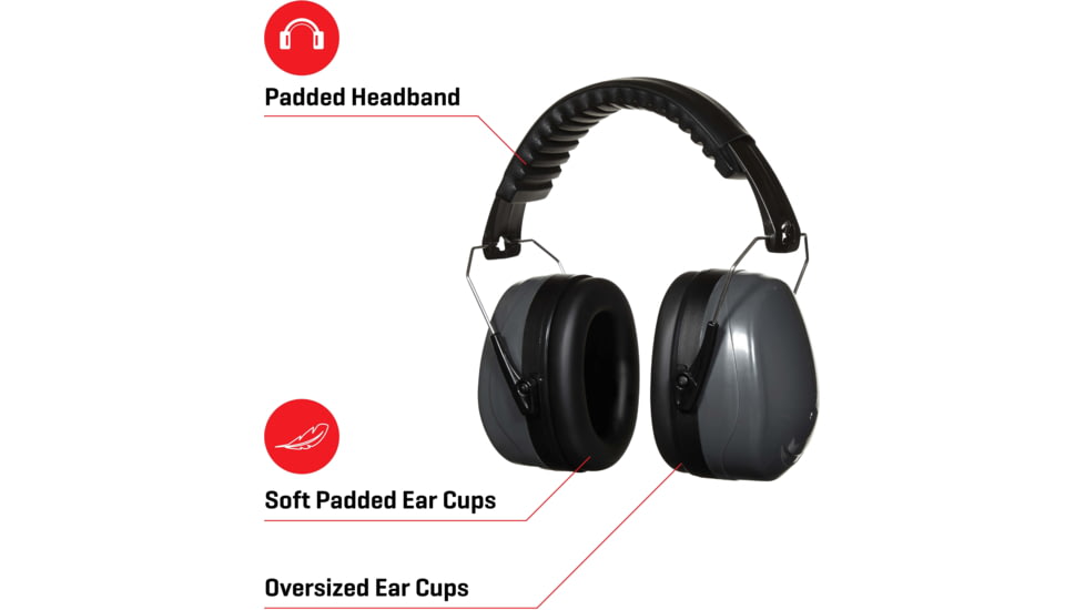 Allen Sound Defender Foldable Safety Earmuffs, 26 dB NRR, ANSI S3.19 &amp; CE EN352-1 Hearing Protection Rated, Black/Gray, One Size, 2336