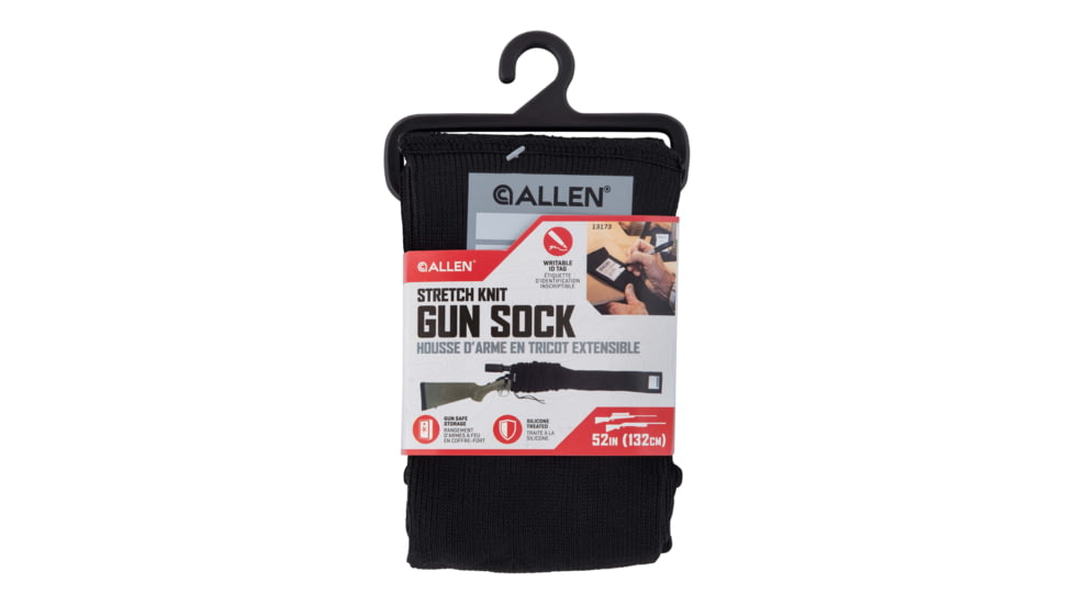 Allen Stretch Knit Gun Sock w/Writeable ID Label for Rifles with Scopes and Shotguns, Silicone Treated, Black, 52 in, 13173