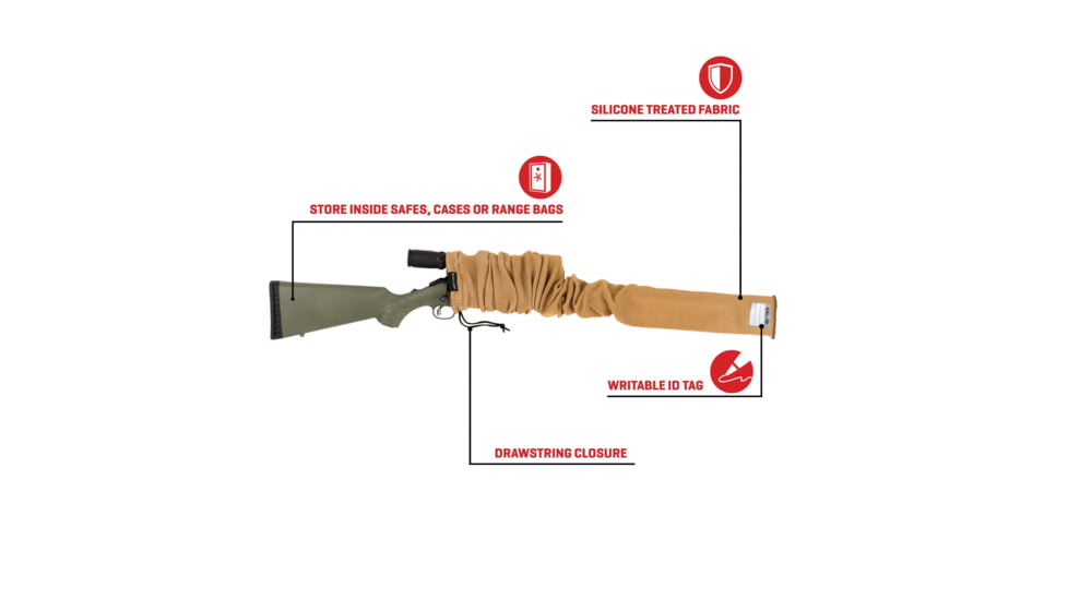 Allen Stretch Knit Gun Sock w/Writeable ID Label for Rifles with Scopes and Shotguns, Silicone Treated, Coyote, 52 in, 13172