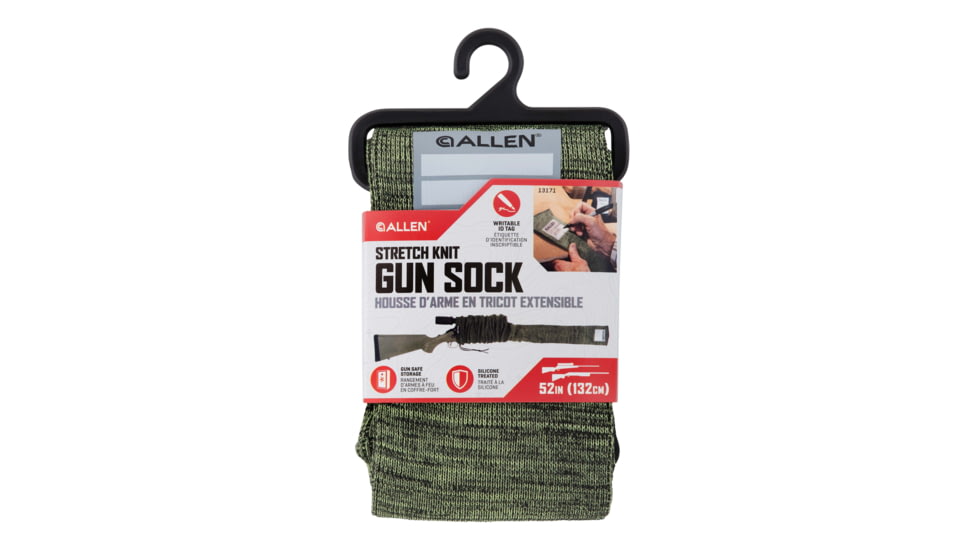 Allen Stretch Knit Gun Sock w/Writeable ID Label for Rifles with Scopes and Shotguns, Silicone Treated, Green, 52 in, 13171