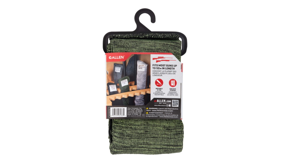 Allen Stretch Knit Gun Sock w/Writeable ID Label for Rifles with Scopes and Shotguns, Silicone Treated, Green, 52 in, 13171