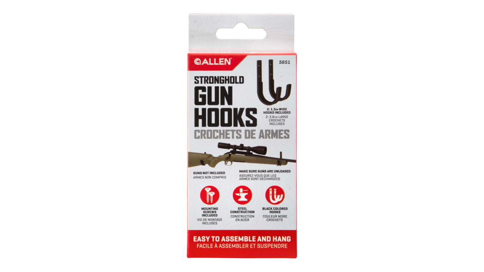 Allen Stronghold Steel Hooks, 1 Handgun/Rifle/Shotgun, Black, Steel, 2 Pack, 5651
