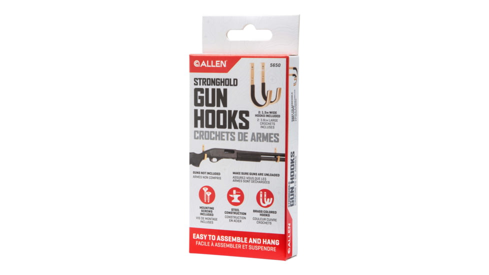 Allen Stronghold Steel Hooks, 1 Handgun/Rifle/Shotgun, Brass, Steel, 2 Pack, 5650