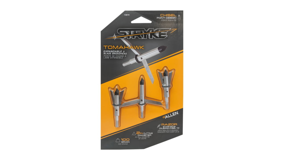 Allen Stryke Tomahawk Expandable Broadhead, 3 Pack, 100 Grain, 14674
