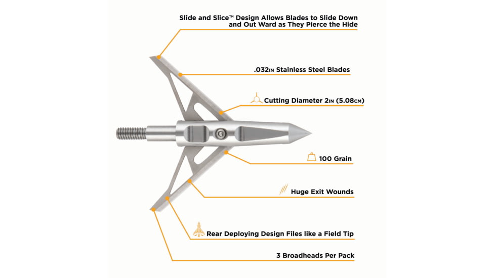 Allen Stryke Vapor Rear Deploying 2 Blade Broadhead, 100-Grain, 3-Pack, 14786
