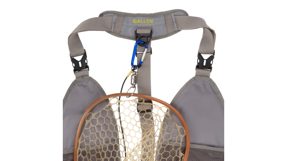 Allen Ultra-Light Gallatin Strap Fly Fishing Vest, Fits up to 4 Tackle/Fly Boxes, 14 Accessory Pockets, Gray/Lime, 6370